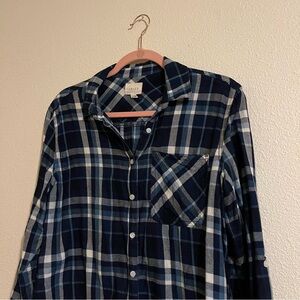 id : 23 Women’s Blue Plaid Flannel Button Up Cover Up Cardigan Size Medium